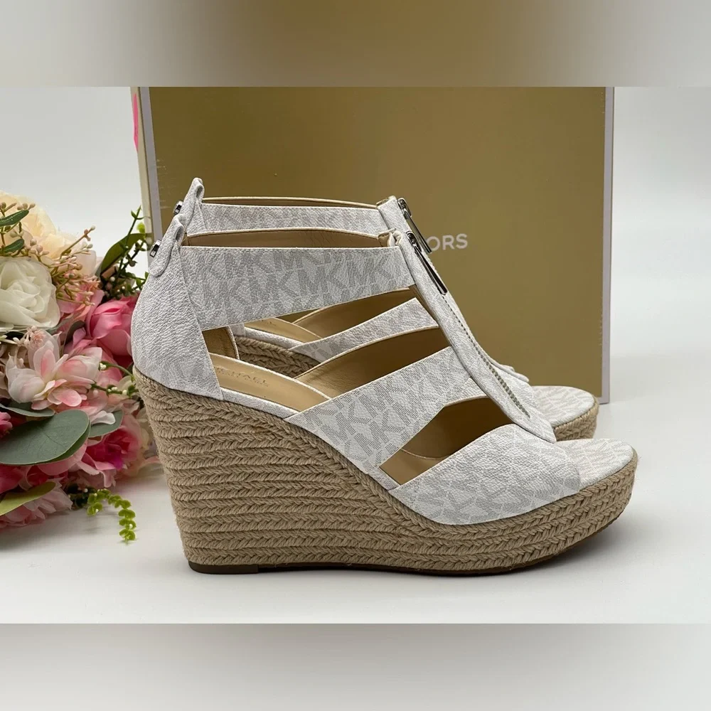 Michael Kors Women's Caged Espadrille Wedges Platform Sandals Shoes - Picture 3 of 16